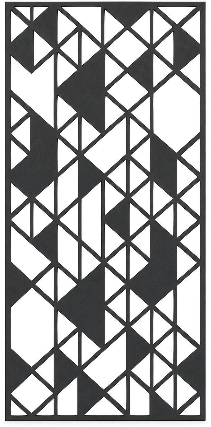Panou metalic decorativ D03 cu model geometric din triunghiuri, decupat laser